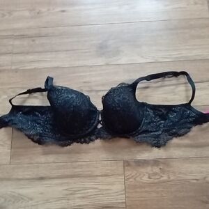 La SENZA Black Lace Push-Up Bra with Sheer Lace Band